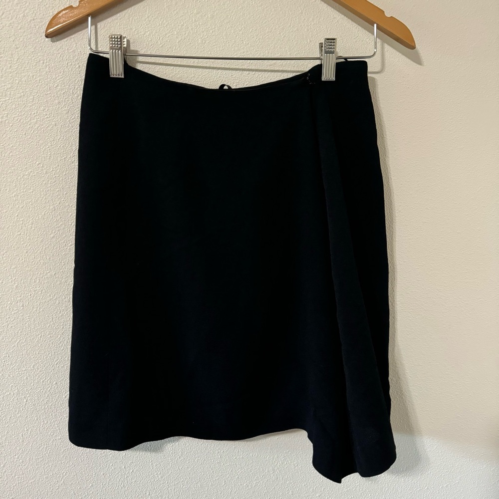 Moschino Cheap and Chic Wool Blend Mini Skirt Black Partial Wrap Career Italy-10